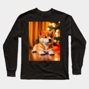 Cute Shiba Inu Puppy Christmas Long Sleeve T-Shirt